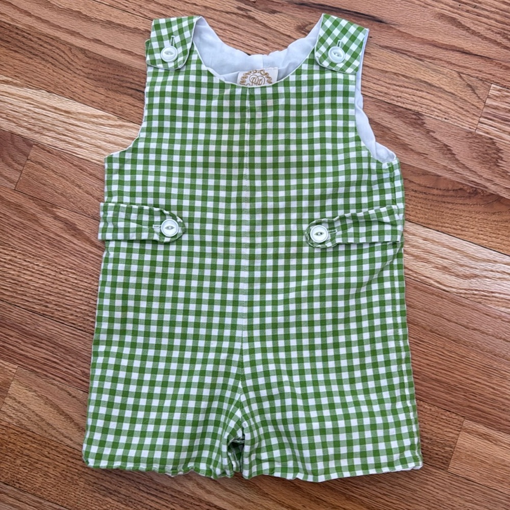 Green Gingham TBBC Jon Jon - Size 2T